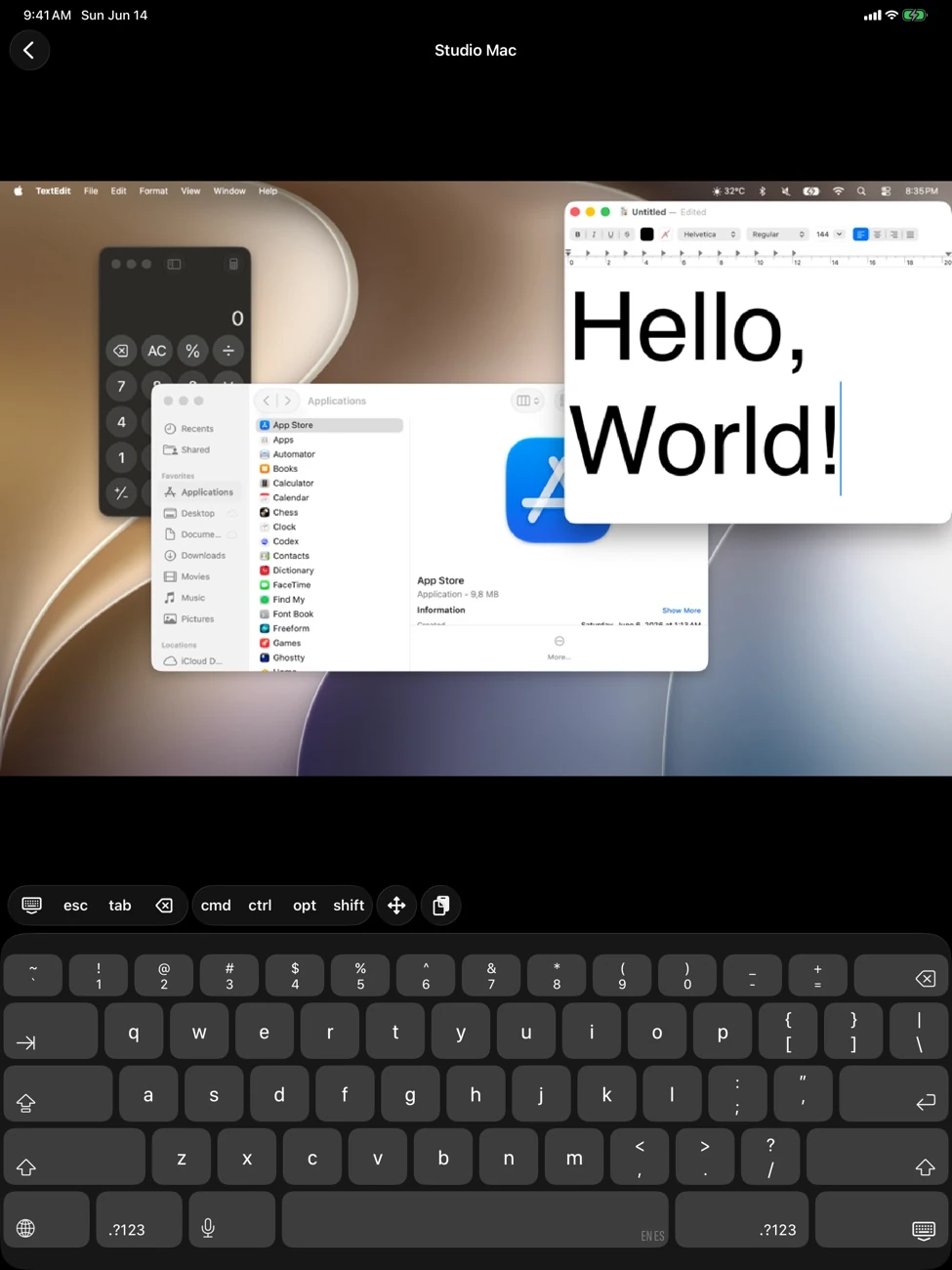 Teletype remote desktop running on iPad